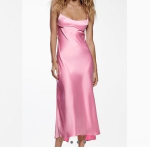 Zara pink satin dress size small